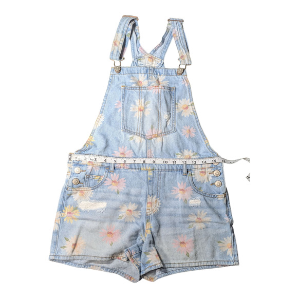 Wonder Nation- Girls Bibs - Floral Print Size XL 14-16 Pre-Owned Well Cared For - Picture 3 of 6